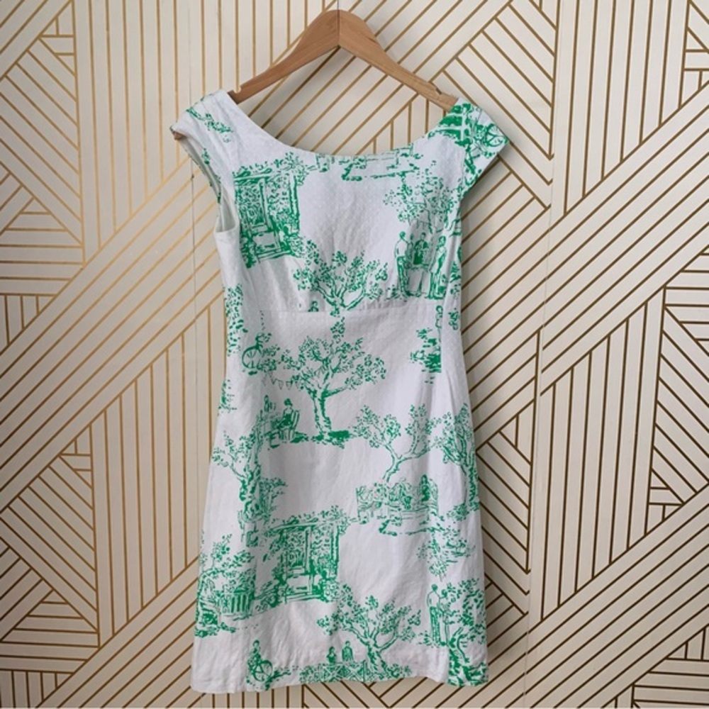 Lilly Pulitzer Allura Spring Fever Toile Dress cotton size boatneck cap sleeve 0